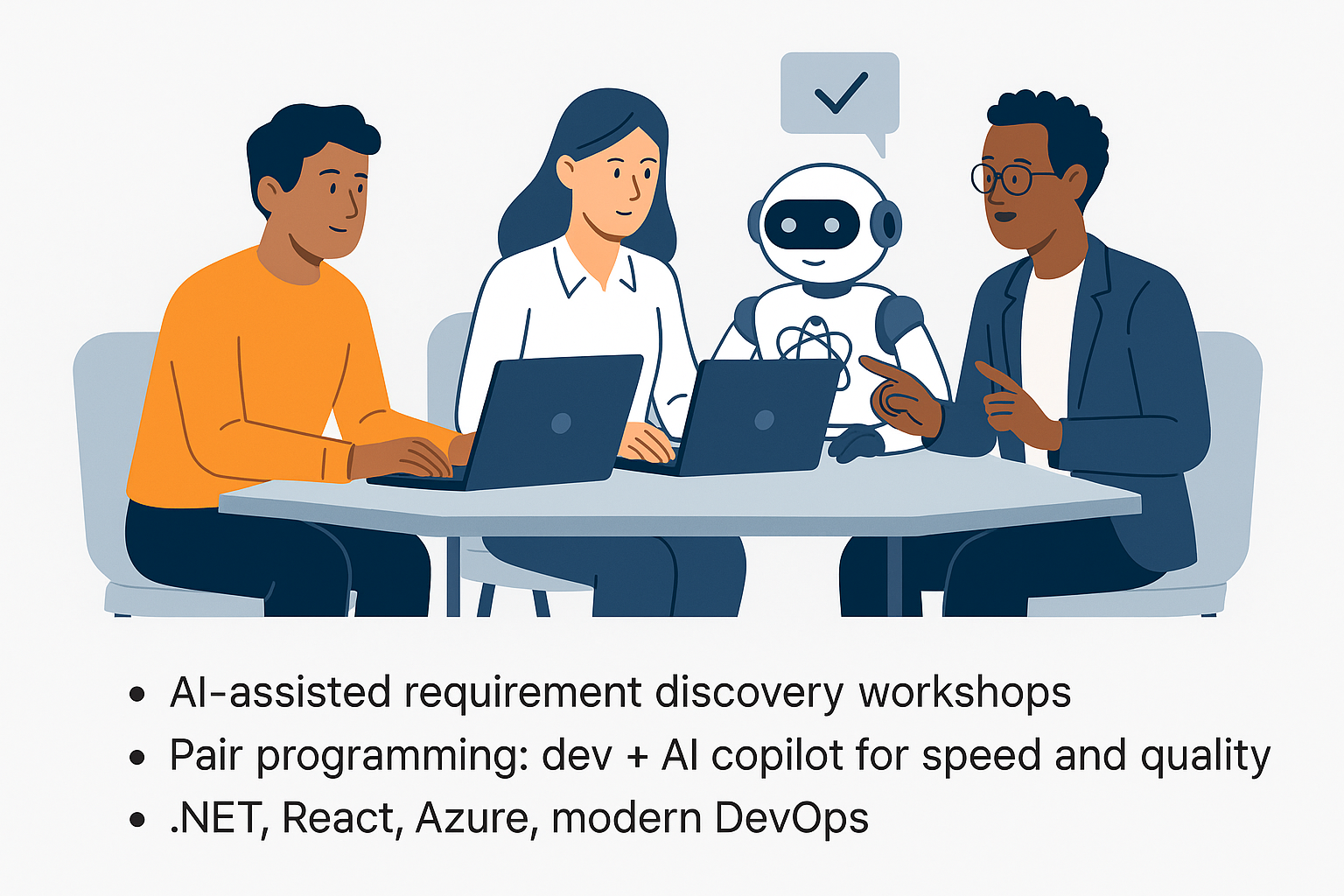 AI assisted teamwork illustration